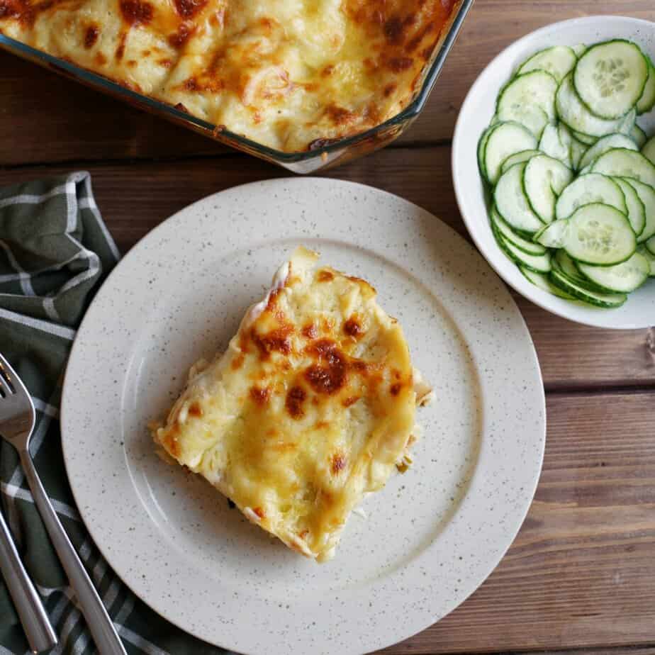 Lasagne med purjolök och bacon 