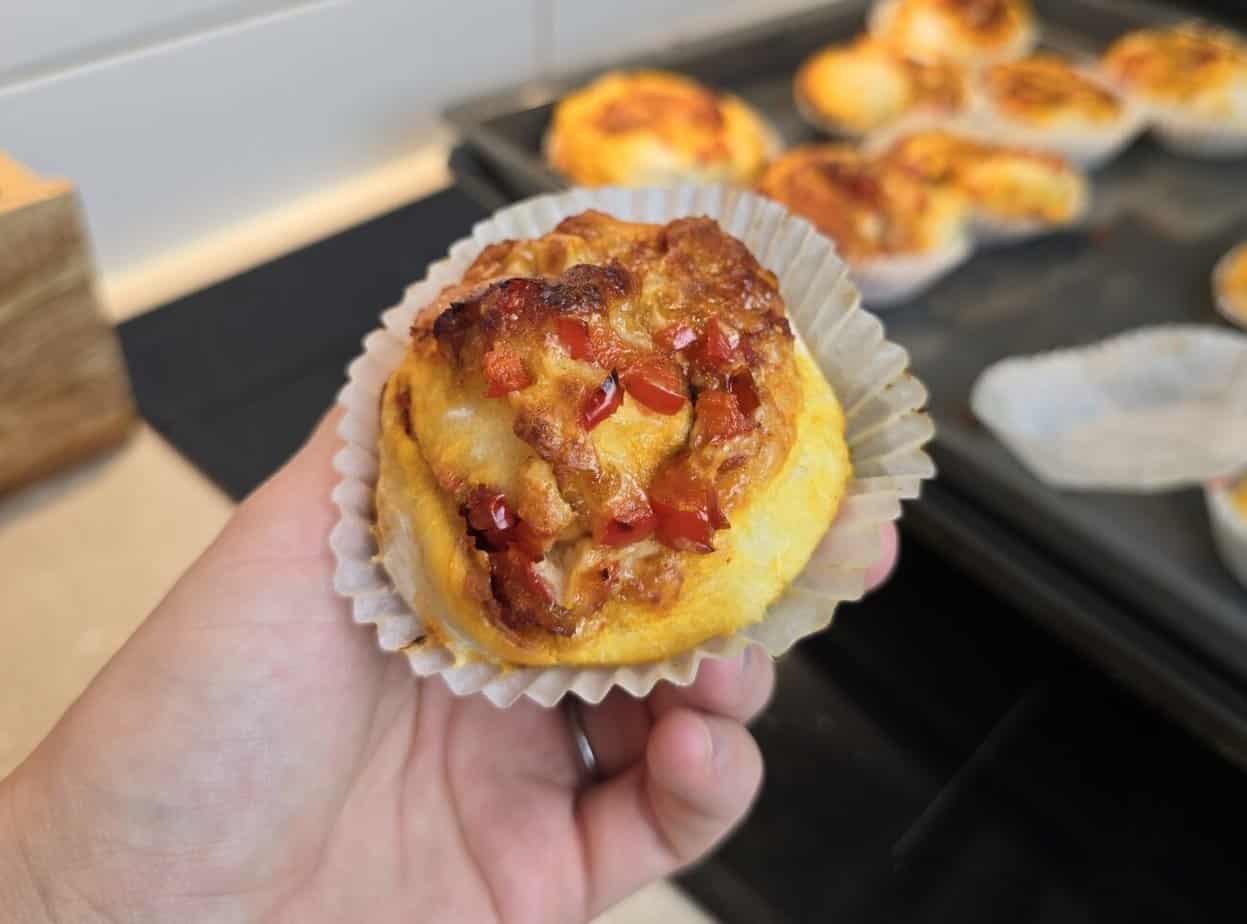 Pizzabullar med paprika och lök